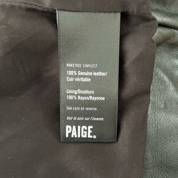 New PAIGE Demetra Leather Moto Jacket Black Size Small genuine leather - Picture 8 of 14